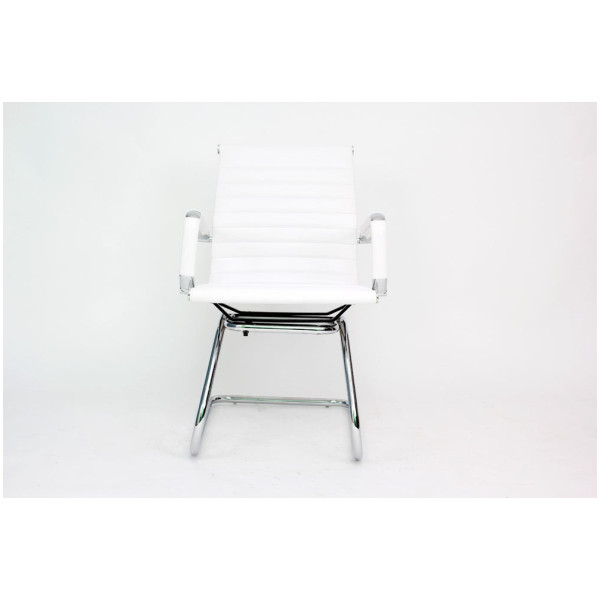 Silla Visitante Eames Aluminium Piel Italiana blanco Rep - Imagen 3