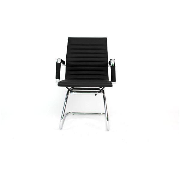 Silla Visitante Eames Aluminium  Piel Italiana negro - Imagen 3