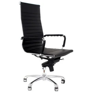 Silla Eames Aluminium Alto Piel Italiana negro
