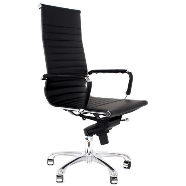 Silla Eames Aluminium Alto Piel Italiana negro