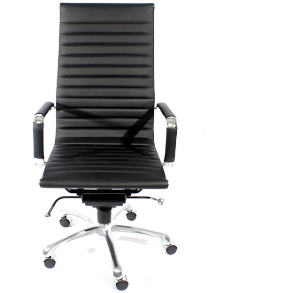 Silla Eames Aluminium Alto Piel Italiana negro - Imagen 2