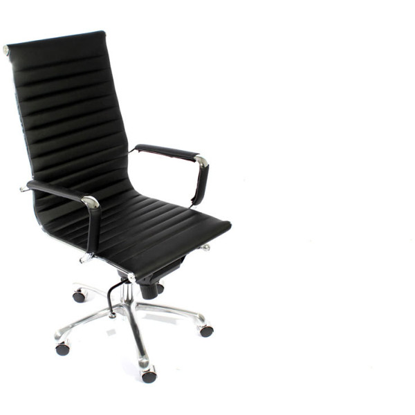 Silla Eames Aluminium Alto Piel Italiana negro - Imagen 3