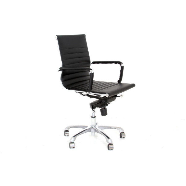 Silla Eames Aluminium Bajo Piel Italiana negro - Imagen 3