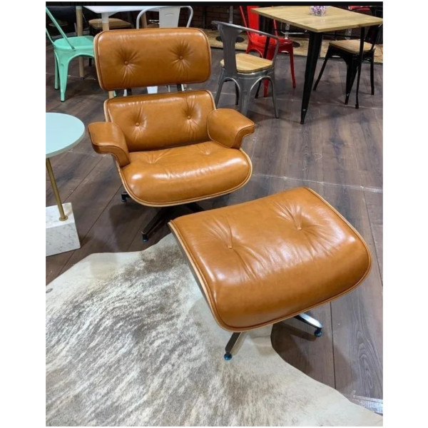 Sillón Eames Lounge Rep Piel 100% Café  OPENBOX - Imagen 2