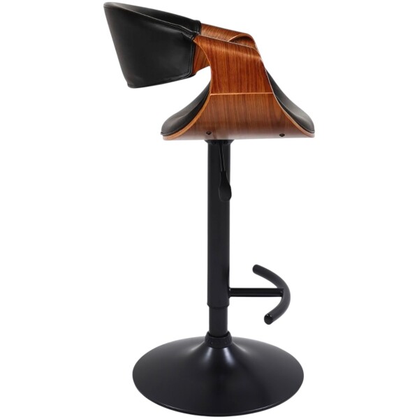 Banco Mn2 chapa madera nogal y piel Pu diseño curvo Base Negra - Imagen 3