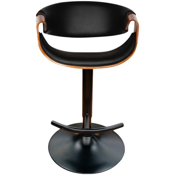 Banco Mn2 chapa madera nogal y piel Pu diseño curvo Base Negra - Imagen 4