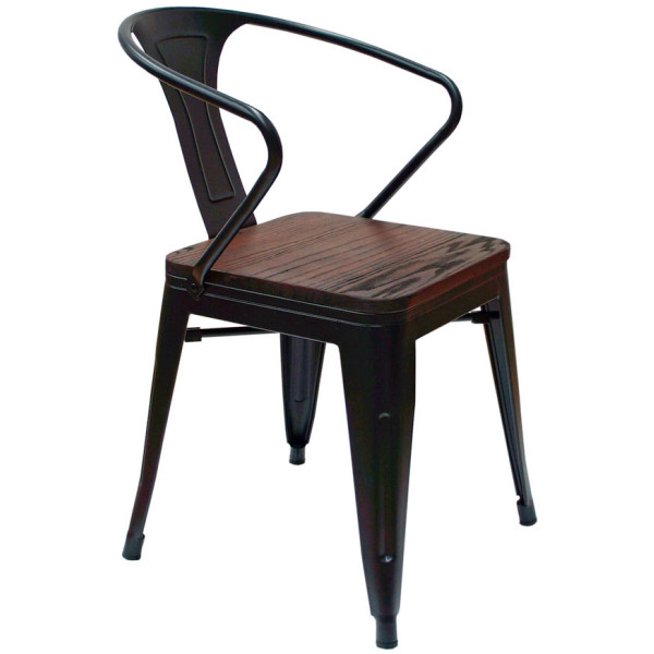 Silla Tolix Brazo Asiento Cuadrado Madera - Imagen 4