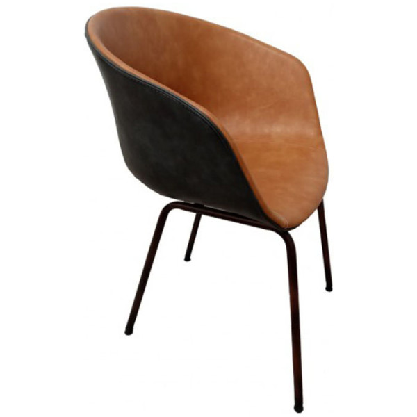 Silla Eames Cc Tapizada Piel Pata Antique café Replica About A Chair - Imagen 3