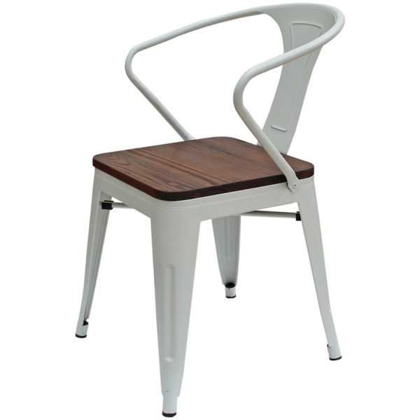 Silla Tolix Brazo Asiento Cuadrado Madera - Imagen 7