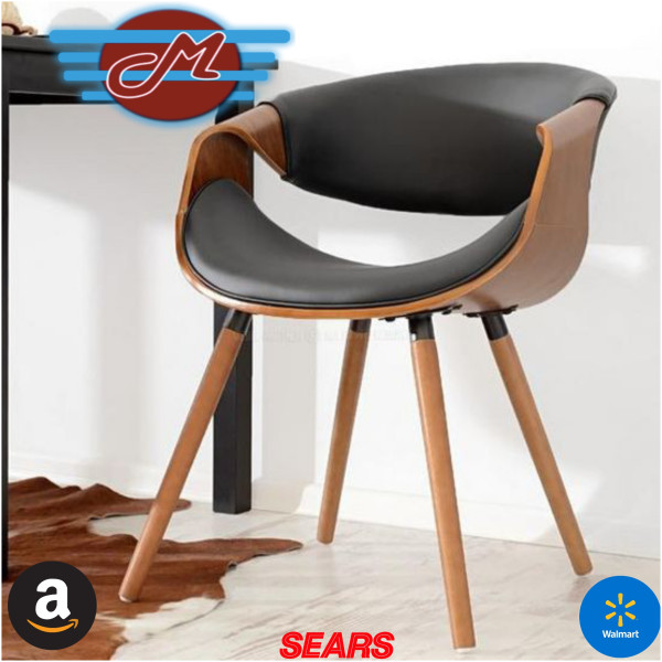 Silla Mn2 chapa madera nogal y piel Pu diseño curvo - Imagen 6