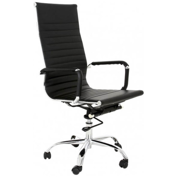 Silla Eames Aluminium Alto Piel Soft Revolving negro Rep