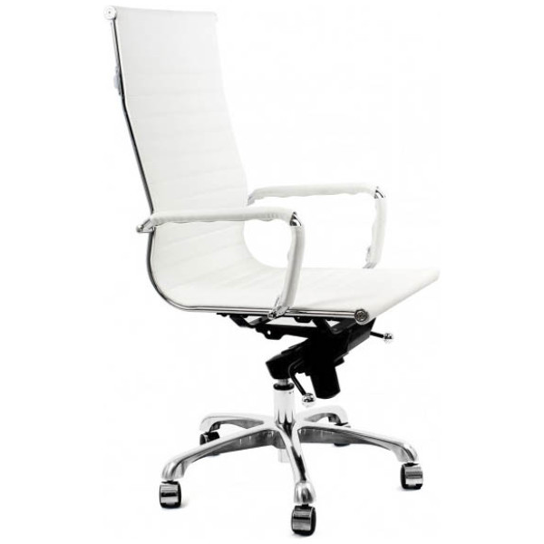 Silla Eames Aluminium Alto Piel Italiana blanco