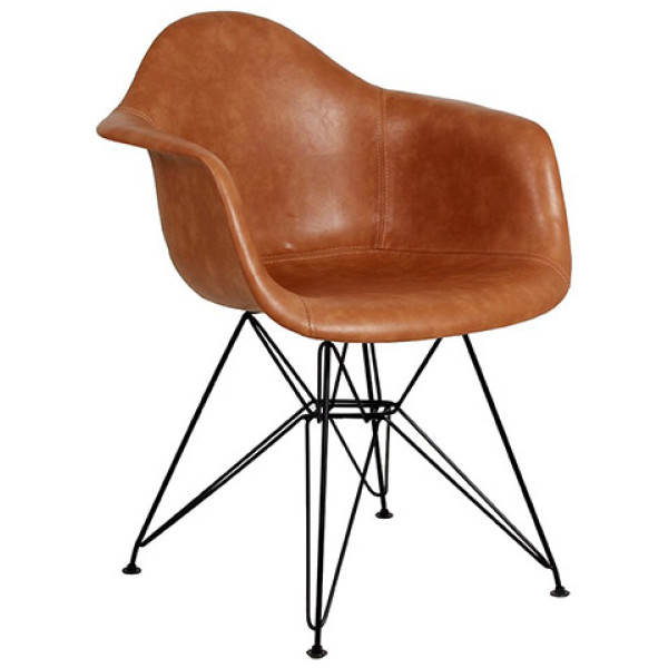 Silla Eames Brazo Tapizada Piel café