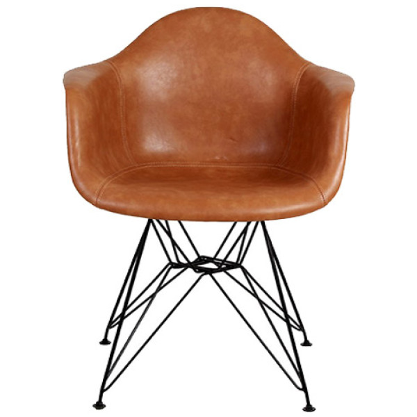 Silla Eames Brazo Tapizada Piel café - Imagen 2
