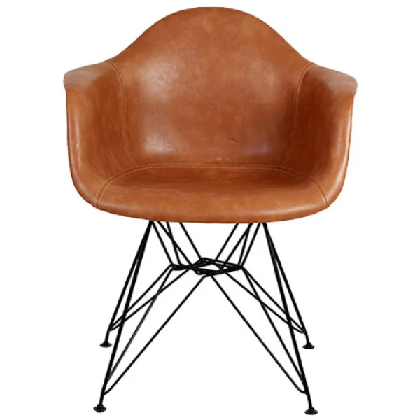 Silla Eames Brazo Tapizada Piel café - Imagen 2