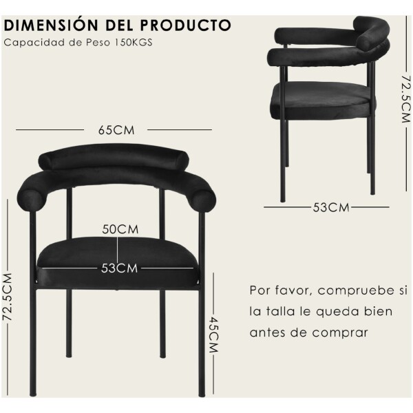 Silla Terciopelo Carolina Velvet  Negro o Blanco - Imagen 13