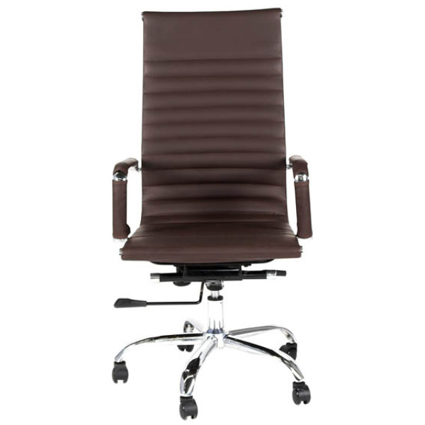 Silla Eames Aluminium Alto Piel Soft Revolving café - Imagen 2