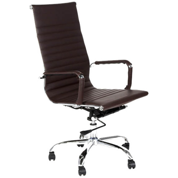 Silla Eames Aluminium Alto Piel Soft Revolving café