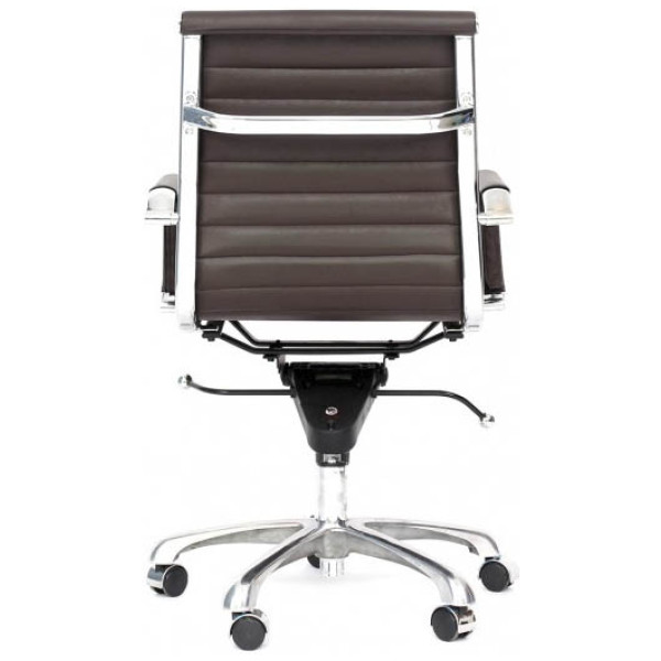 Silla Eames Aluminium Bajo Piel Italiana café - Imagen 2