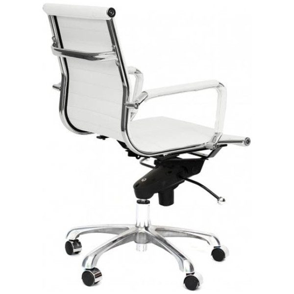 Silla Eames Aluminium Bajo Piel Italiana blanco - Imagen 3