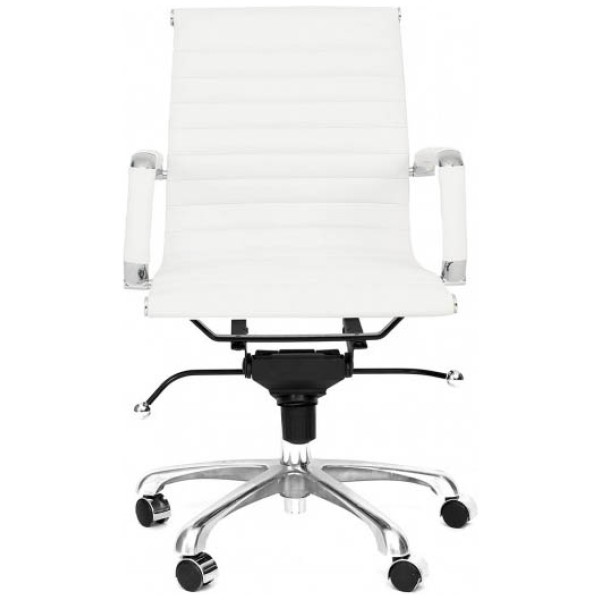 Silla Eames Aluminium Bajo Piel Italiana blanco - Imagen 2