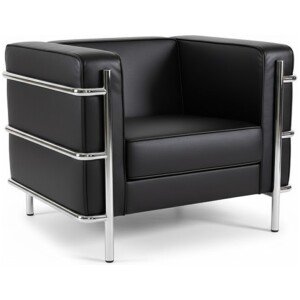 Sillón Corbu diseño LC2 de 1 plaza en Piel Negra premium.