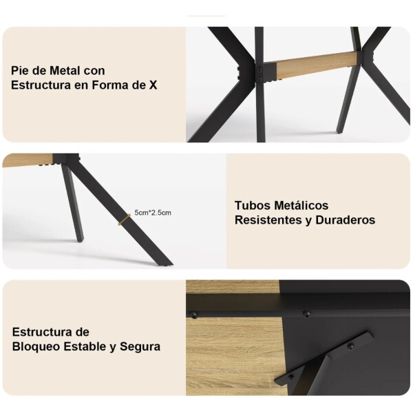 Mesa Moderna Brick  Base metal X Rectangular 160 - Imagen 6
