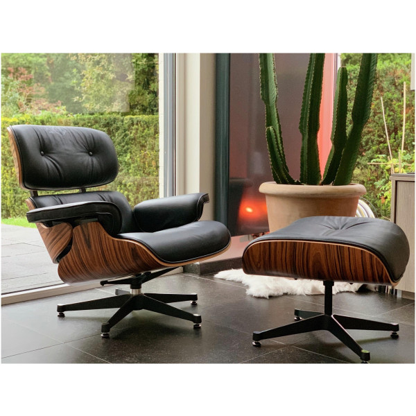 Sillón Eames Lounge Rep Piel 100% negro - Imagen 5