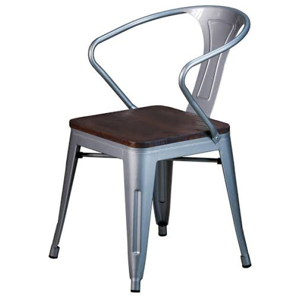 Silla Tolix Brazo Asiento Cuadrado Madera - Imagen 6