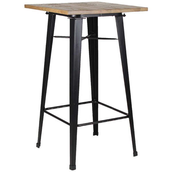 Mesa Tolix Alta Bar base Negro Eco nogal Tono Medio