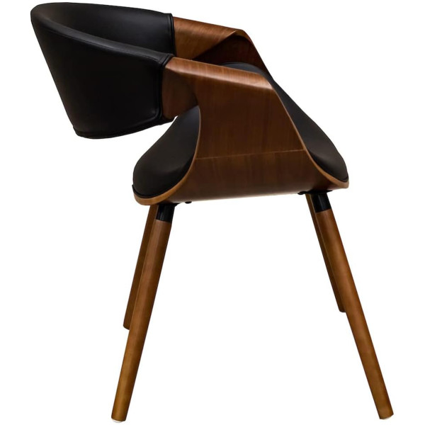 Silla Mn2 chapa madera nogal y piel Pu diseño curvo - Imagen 5