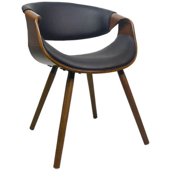 Silla Mn2 chapa madera nogal y piel Pu diseño curvo