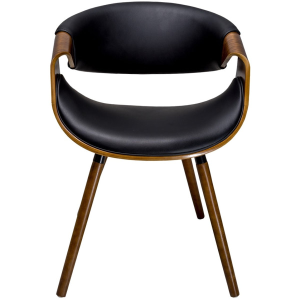 Silla Mn2 chapa madera nogal y piel Pu diseño curvo - Imagen 3