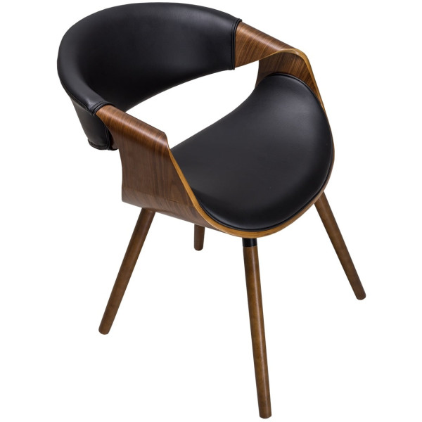 Silla Mn2 chapa madera nogal y piel Pu diseño curvo - Imagen 4