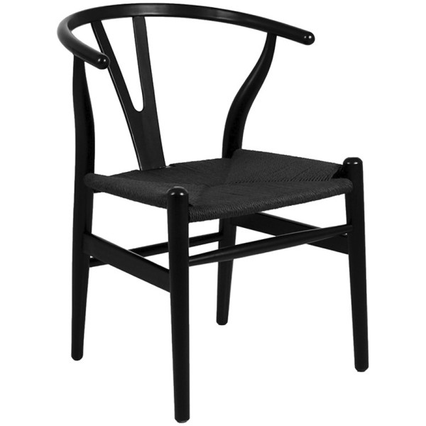 Silla Wishbone Madera Rep negro Asiento Negro Alta Calidad
