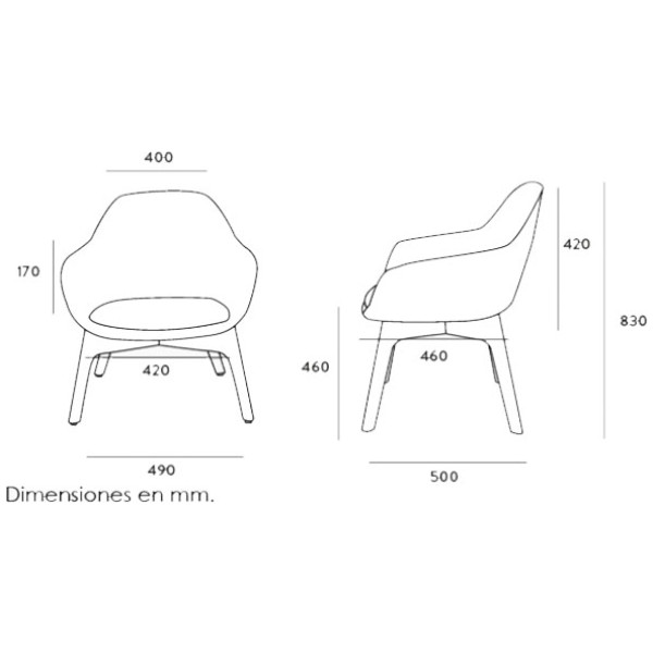Silla Visita Fabrizia OHV-126 Black Base Madera Gris - Imagen 3