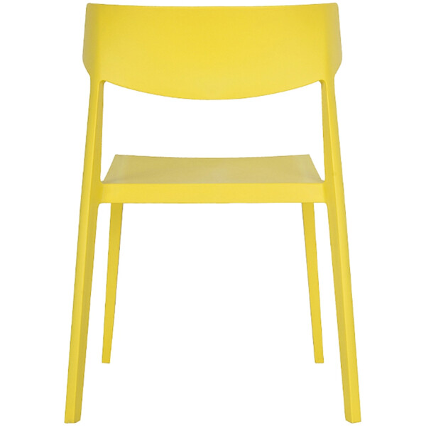 silla en plastico de una sola pieza color amarillo de exterior o interior respaldo corto con angulo