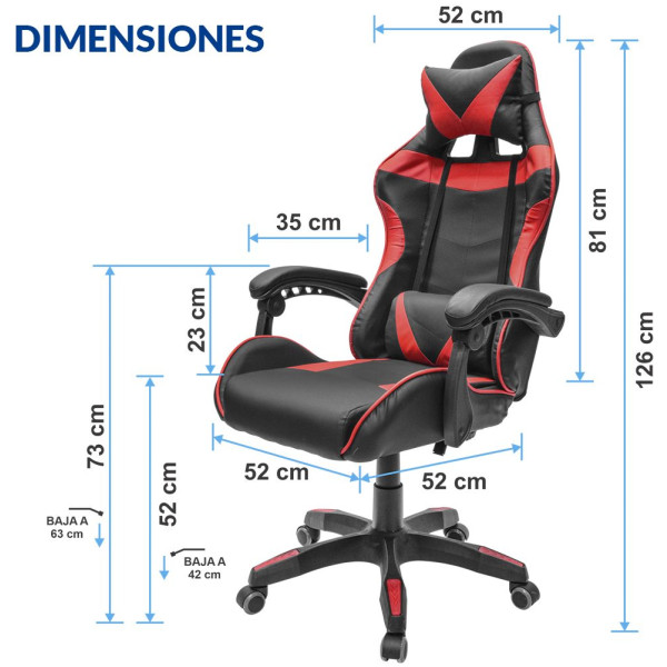 Silla Gamer Economica Rojo Eco-001 Reclinable - Imagen 8