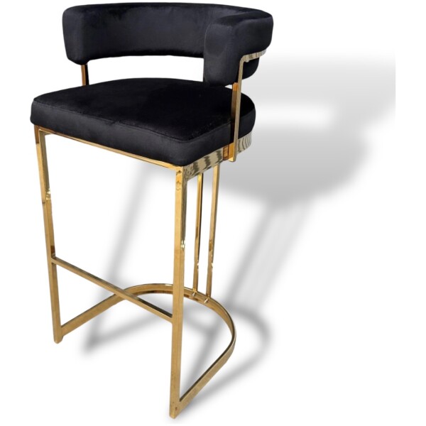 Banco Ottawa Terciopelo Negro Velvet Pata Dorada  Bar Stool