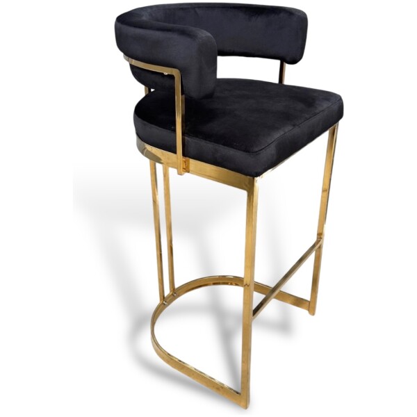 Banco Ottawa Terciopelo Negro Velvet Pata Dorada  Bar Stool - Imagen 3
