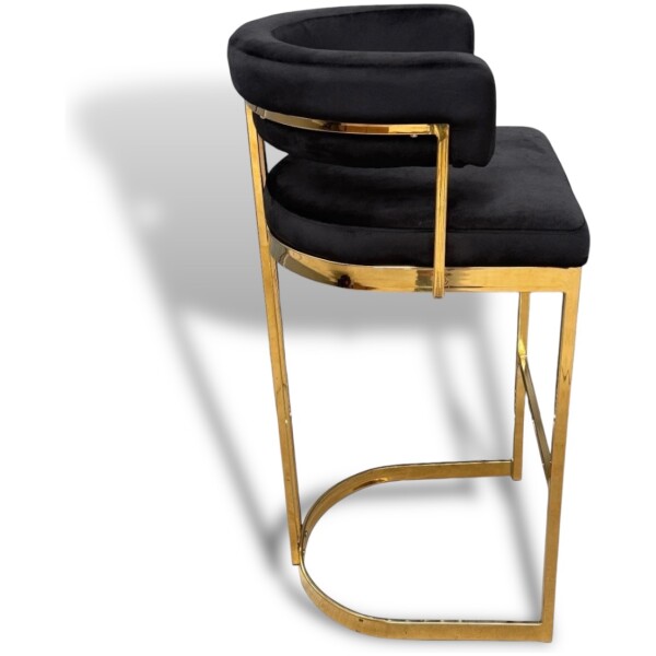 Banco Ottawa Terciopelo Negro Velvet Pata Dorada  Bar Stool - Imagen 4