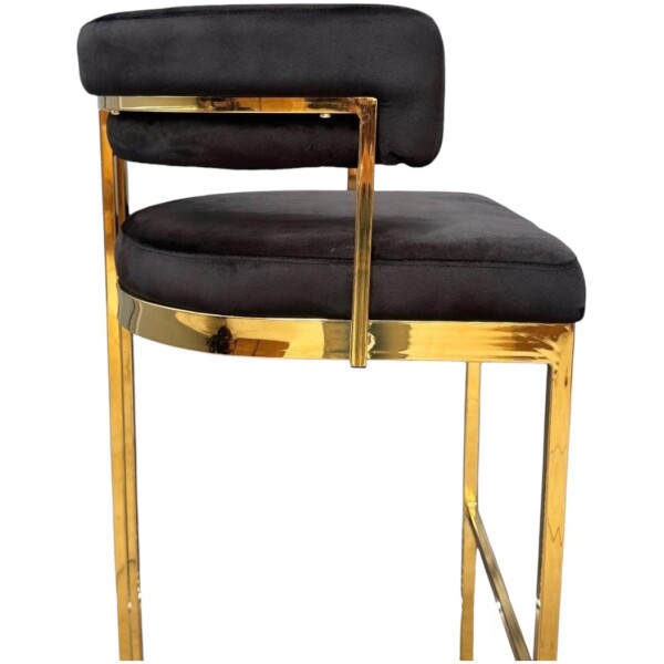 Banco Ottawa Terciopelo Negro Velvet Pata Dorada  Bar Stool - Imagen 5