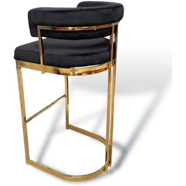Banco Ottawa Terciopelo Negro Velvet Pata Dorada  Bar Stool - Imagen 6