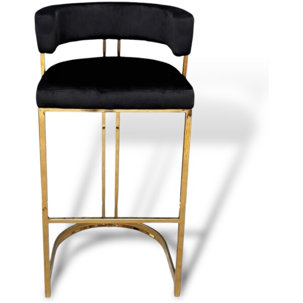 Banco Ottawa Terciopelo Negro Velvet Pata Dorada  Bar Stool - Imagen 8
