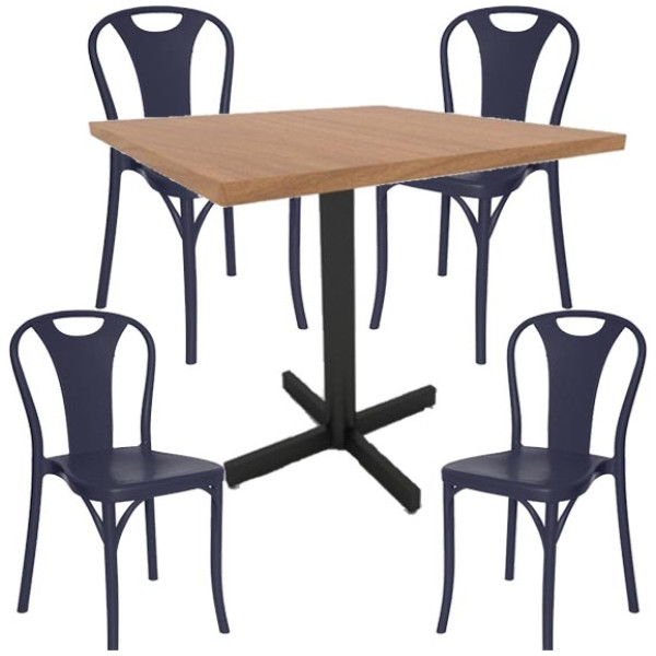 Set Mesa 1mt X 1mt + 4 sillas tolix Pp