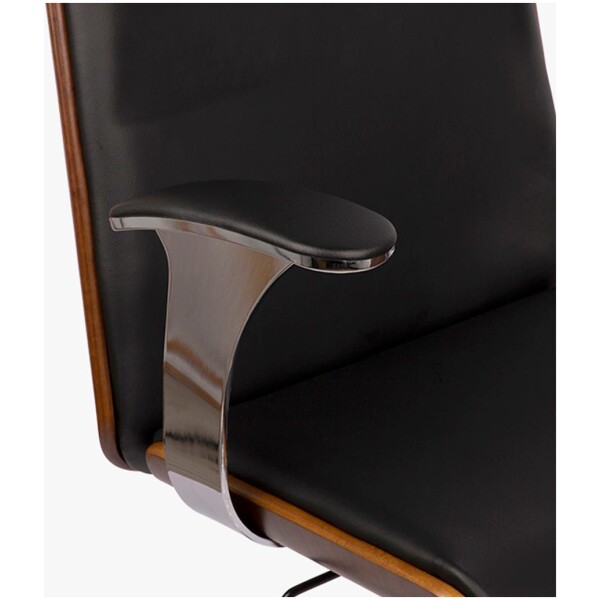 Silla Ejecutiva Russia Chapa Nogal & Piel PU Con Brazos Base Cromada - Imagen 3