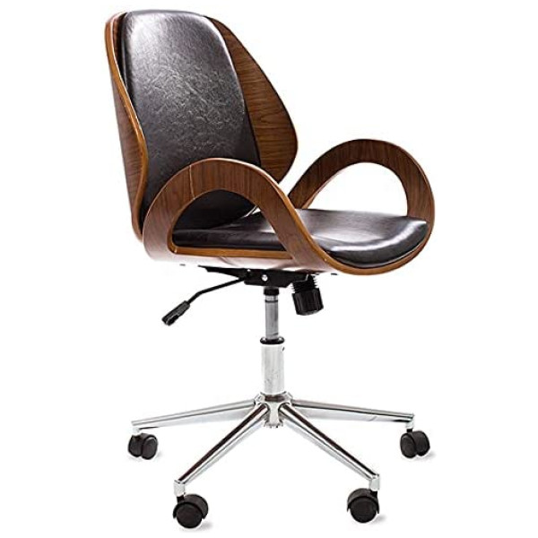 Silla ejecutiva Ebony Piel PU Cromada Walnut