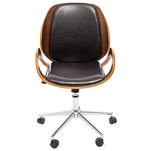 Silla ejecutiva Ebony Piel PU Cromada Walnut - Imagen 2