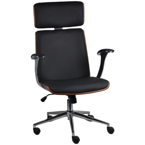 Silla Ejecutiva Russia Chapa Nogal & Piel PU Con Brazos Base Cromada - Imagen 6
