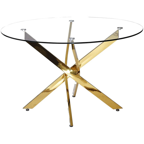 Mesa Cristal Lorett base X cromado dorado Base Dorada